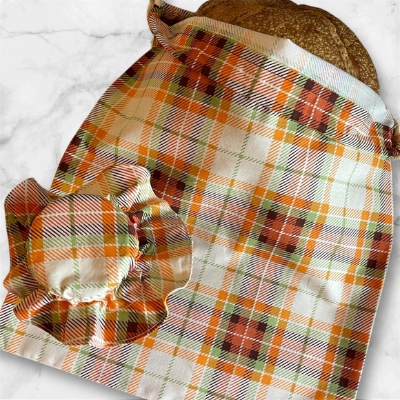 Thanksgiving Bread Bag Handmade Cotton Bread Storage, Free Mason Jar Bonnet - Picture 4 of 8